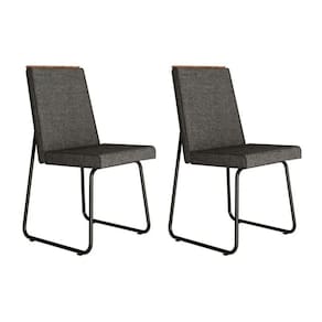 Cadeira Sala De Jantar Lira 1752 Aço Kit 2 Uni Preto/linho Grafite/courano Preto - Carraro