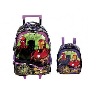 Kit Mochila de Rodinhas + Lancheira Avengers Infinity Light REF: 7510 E 7514 Xeryu`s