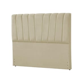 Cabeceira Cama Casal King Estofada Americana Premium 195Cm Veludo Bege