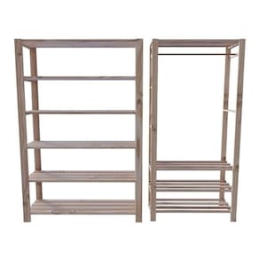 Arara Nova Reforçada E Estante Minimalista De Chão Decorativa Combo Sala