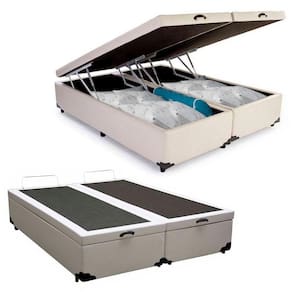 Cama Box Baú Casal Bipartido Sintético Sereneprime Branco 138x188x44