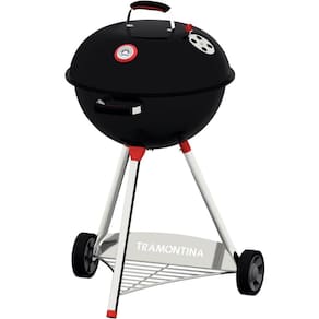Churrasqueira Tramontina de Aço Esmaltado a Carvão TCP-560L Bafo Grelha de Inox com Rodas e Tampa