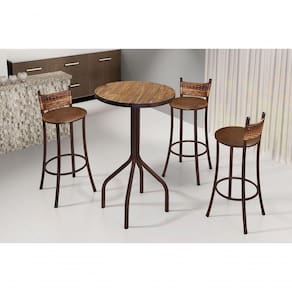 Conjunto Dinamarca 3 Banquetas 1 Mesa 60cm Bm Tubulares Conhaque/pathernon Caramelo