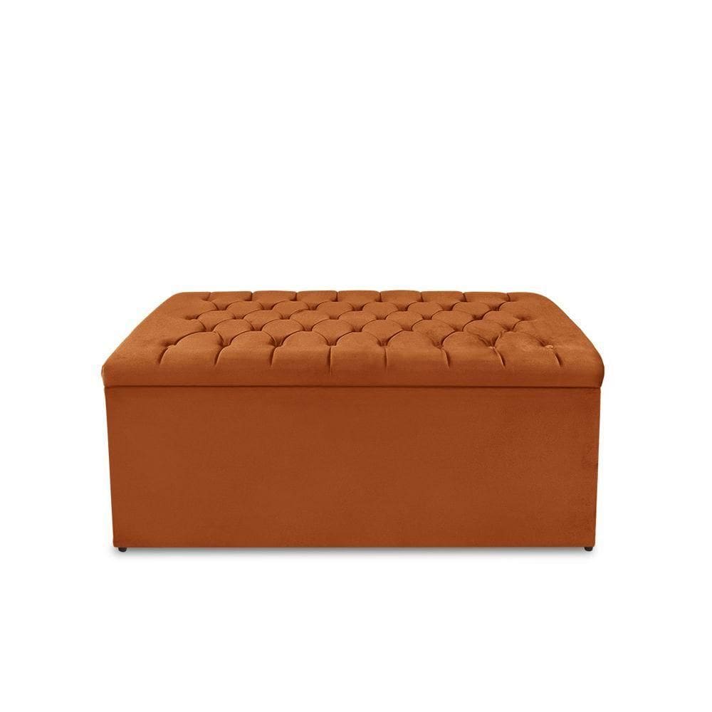 Calçadeira Baú Estofada Dunas Solteiro 90 Cm - Terra Cota