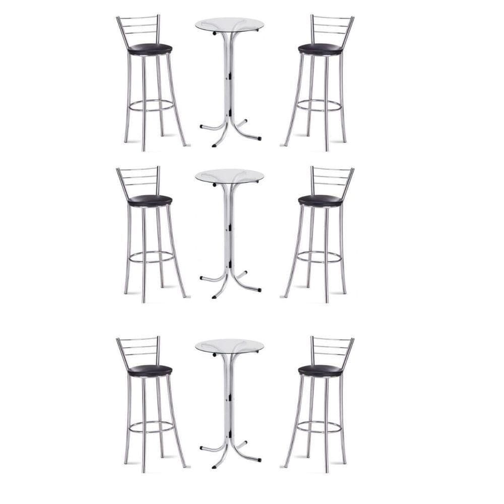 Kit 3 Bistros Com 3 Banquetas Cromadas-gatmagazine