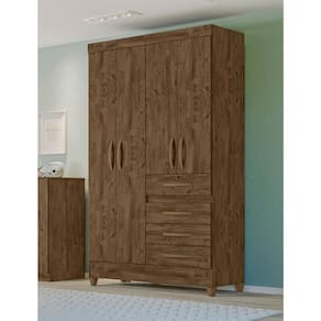 Guarda Roupa Solteiro 4 Portas 4 Gavetas Castanho Wood Sobral - Moval
