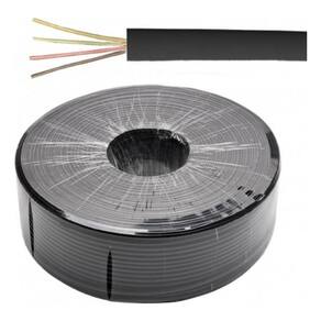 Cabo Liso Chato P/ Tel 4 Vias Preto Rolo C/ 300mts