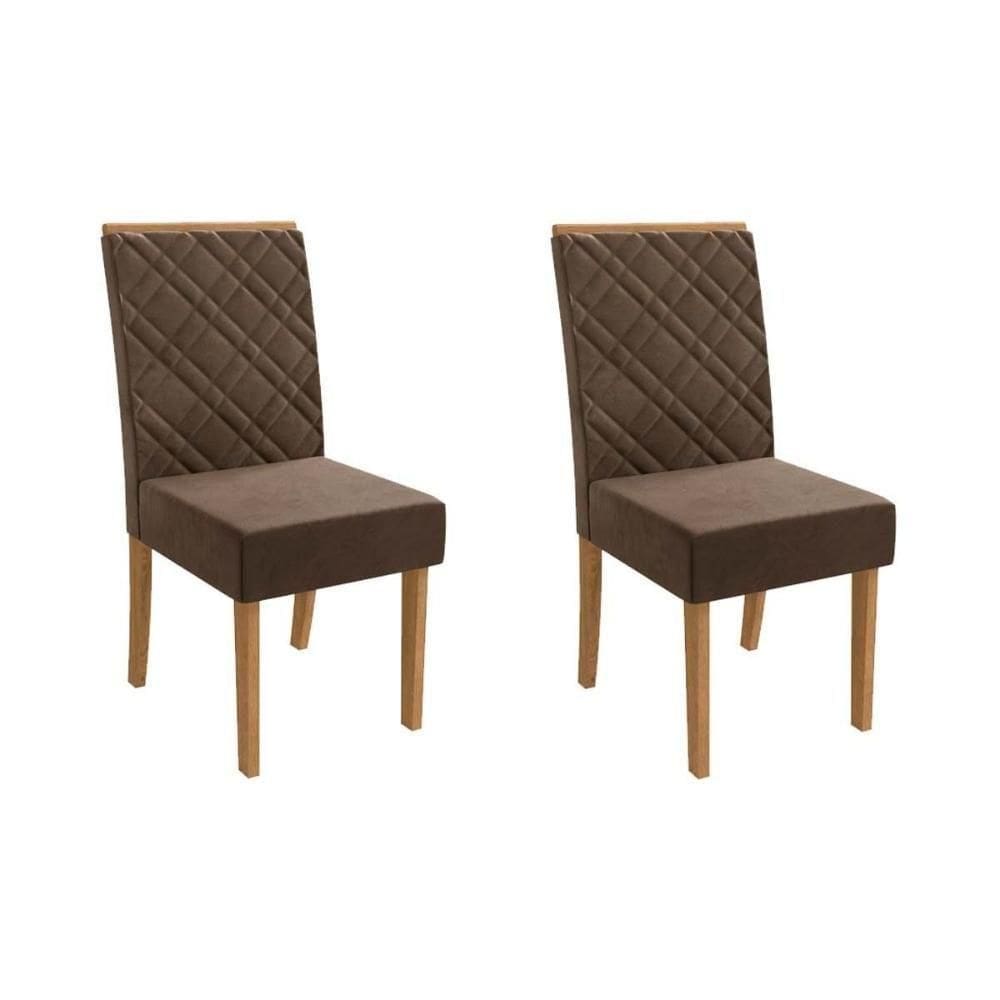Cadeira Sala De Jantar 2cad149fr Kit 2 Un Freijo/veludo Marrom A033 - Kappesberg