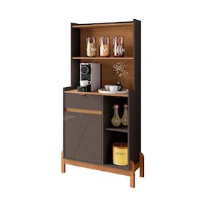 Cantinho Do Café Bari Com 1 Porta E Pés De Madeira Maciça Cinza Perola cedro
