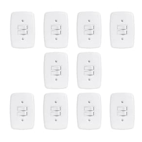 Conjunto de 10 Interruptores de 2 Teclas Simples com Placa 4x2 Branco