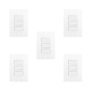 Conjunto de 5 Interruptores de 3 Teclas Simples com Placa 4x2 Branco
