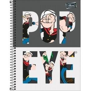 Caderno Espiral Capa Dura Universitário 10 Matérias Popeye 160 Folhas Tilibra