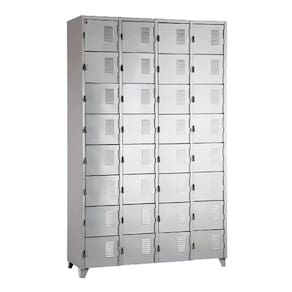 Armário Roupeiro De Aço Vestiário Academia 32 Portas Locker Cinza com Chave