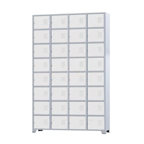 Armário Roupeiro De Aço Para Vestiário 32 Portas Locker Branco com Chave