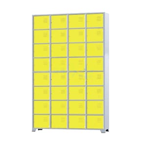 Armário Roupeiro De Aço Para Vestiário 32 Portas Locker Amarelo com Chave