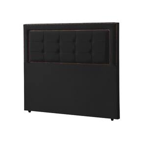 Cabeceira Casal Estofada Cama Box Capitonê Grécia 140Cm Veludo Preto - Cor: Preto
