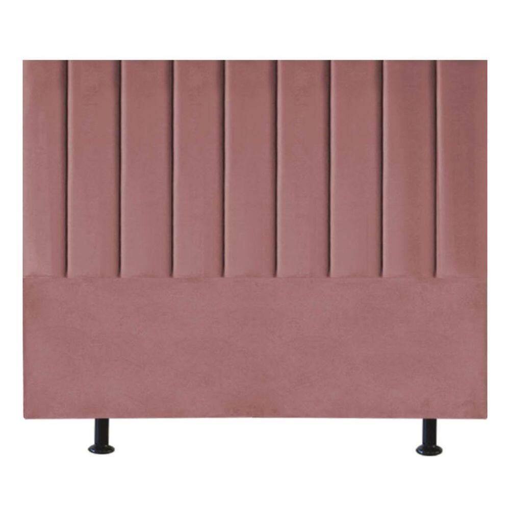 Cabeceira Estofada Cama Box King 195 Cm Mavie Veludo rosê