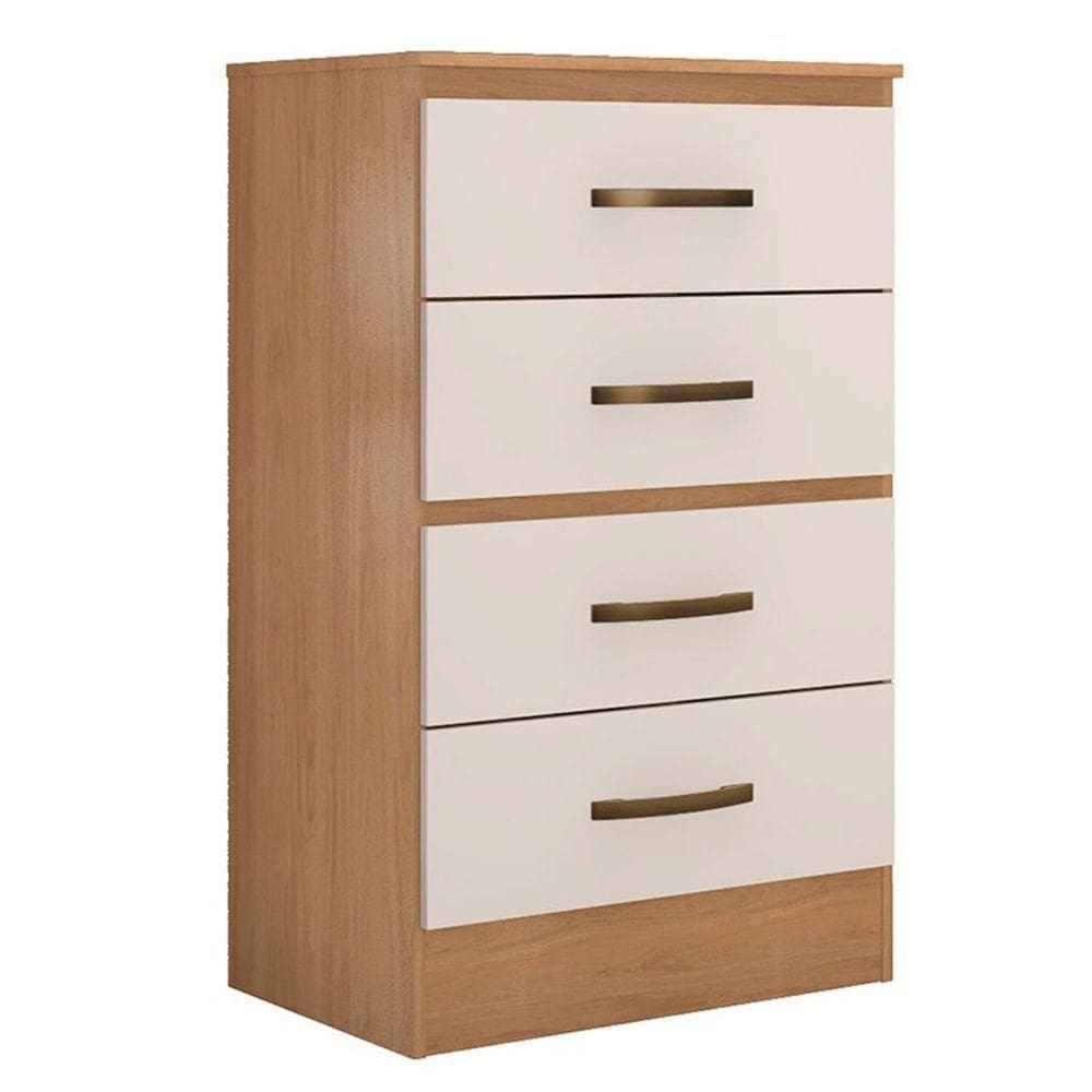 Cômoda Para Quarto 4 Gavetas Lisa Mdp Nature-off White