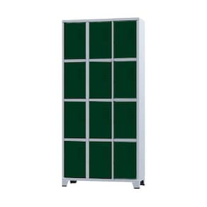 Armário Roupeiro De Aço 15 Portas Para Vestiário Academia Verde Escuro com Chave