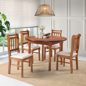 Conjunto Sala De Jantar Redonda Maciça 4 Cadeiras Mv Outlet Mel