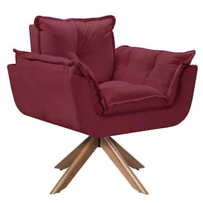 Poltrona Opala Giratória Madeira Suede