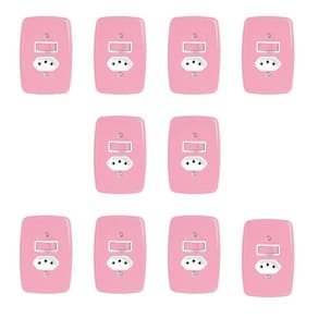 Conjunto de 10 Interruptores de 1 Tecla Simples e Tomada 2p+t 20A , com Placa 4x2 Rosa