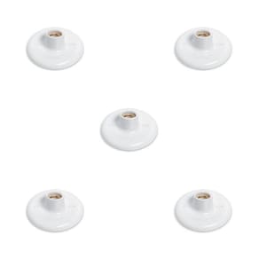 Conjunto de 5 Plafon Redondo de Sobrepor 100w Bocal Porcelana E27 Branco