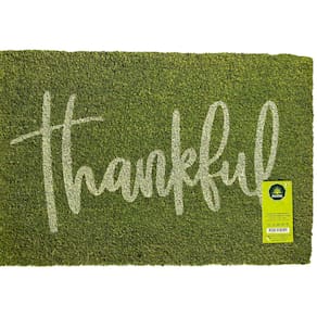 Capacho de Fibra de Coco Pvc Pintado Thankful Verde 40cm X 60cm Verde / Branco