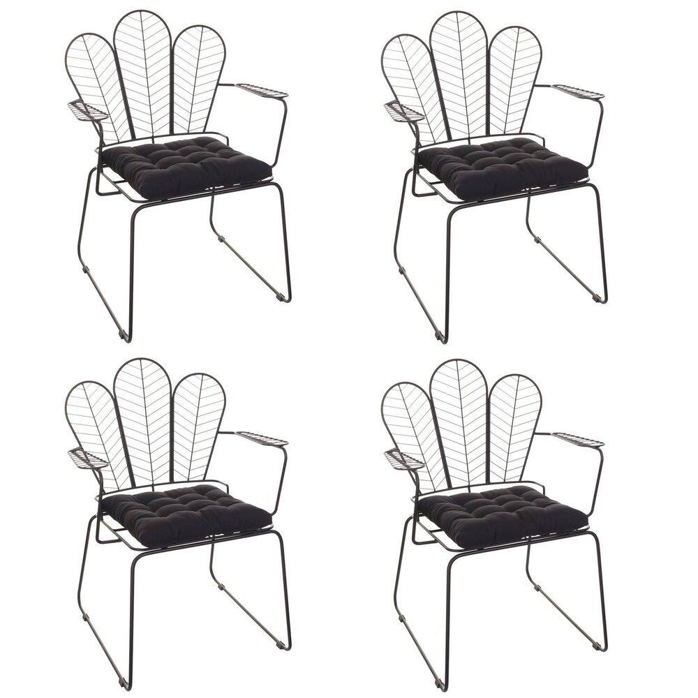 Conjunto com 4 Cadeiras para Sala de Estar Vegas Preto