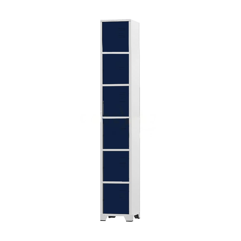Armário Roupeiro De Aço 6 Portas Para Vestiário Academia Locker Azul Marinho com Chave