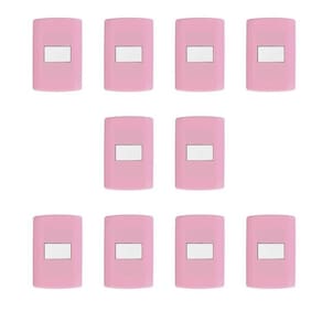 Conjunto de 10 Interruptores de 1 Tecla Simples, Modular, com Placa 4x2 e Suporte Rosa e Branco