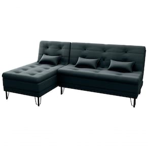 Sofá Cama com Chaise 3 Lugares 2,00 Mts Nice Matrix Preto