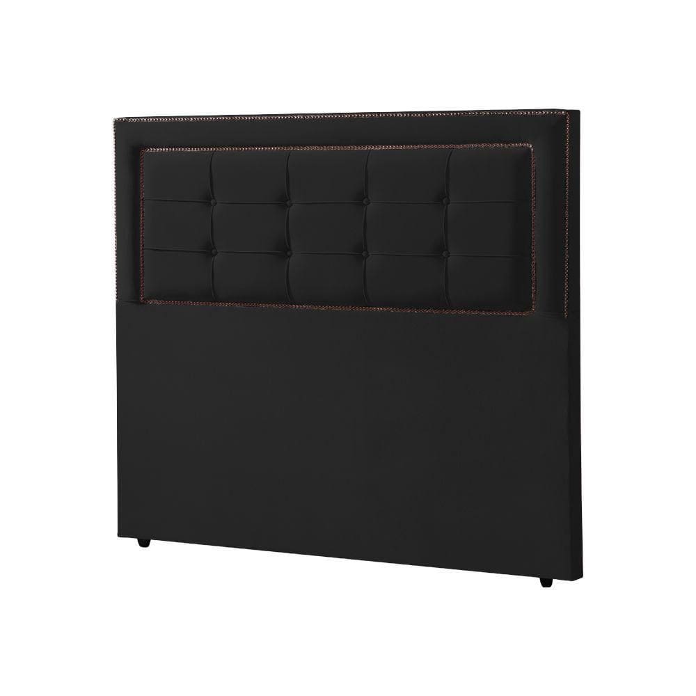 Cabeceira Estofada Cama King Casal Queen Capitonê Grécia 195Cm Veludo Preto - Cor: Preto
