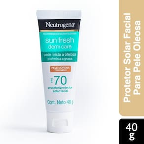 Protetor Solar Facial Pele Oleosa Neutrogena Sun Fresh Derm Care Pele Morena FPS70 40g