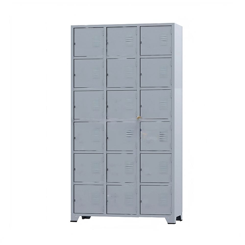 Armário Roupeiro De Aço 18 Portas Para Vestiário Academia Locker Cinza com Chave