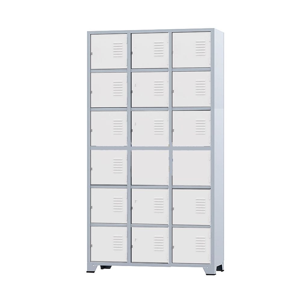 Armário Roupeiro De Aço 18 Portas Para Vestiário Academia Locker Branco com Chave