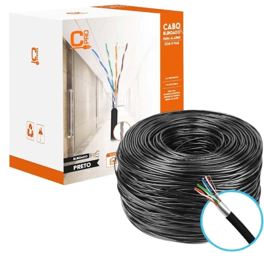 Cabo Para Cftv Blindado Caixa com 250 metros Preto 017-0106 Connect Pro