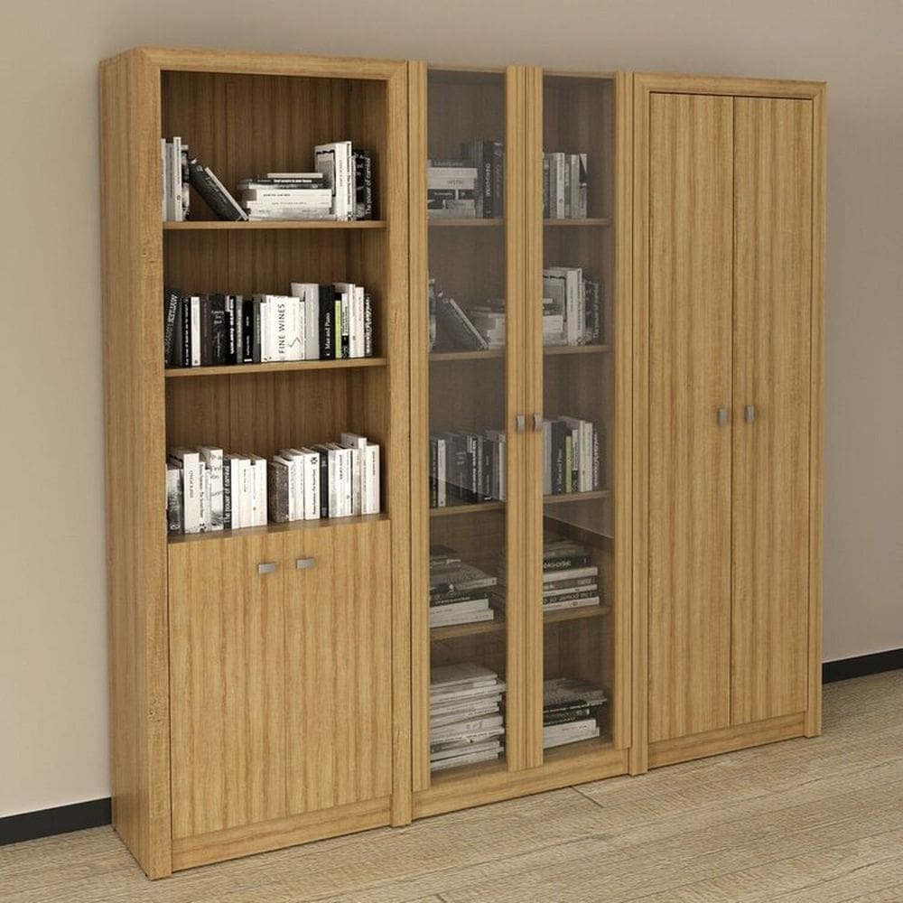 Kit 3 Armários Multiuso de Escritório com 6 Portas Amendoa