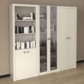 Kit 3 Armários Multiuso de Escritório com 6 Portas Branco
