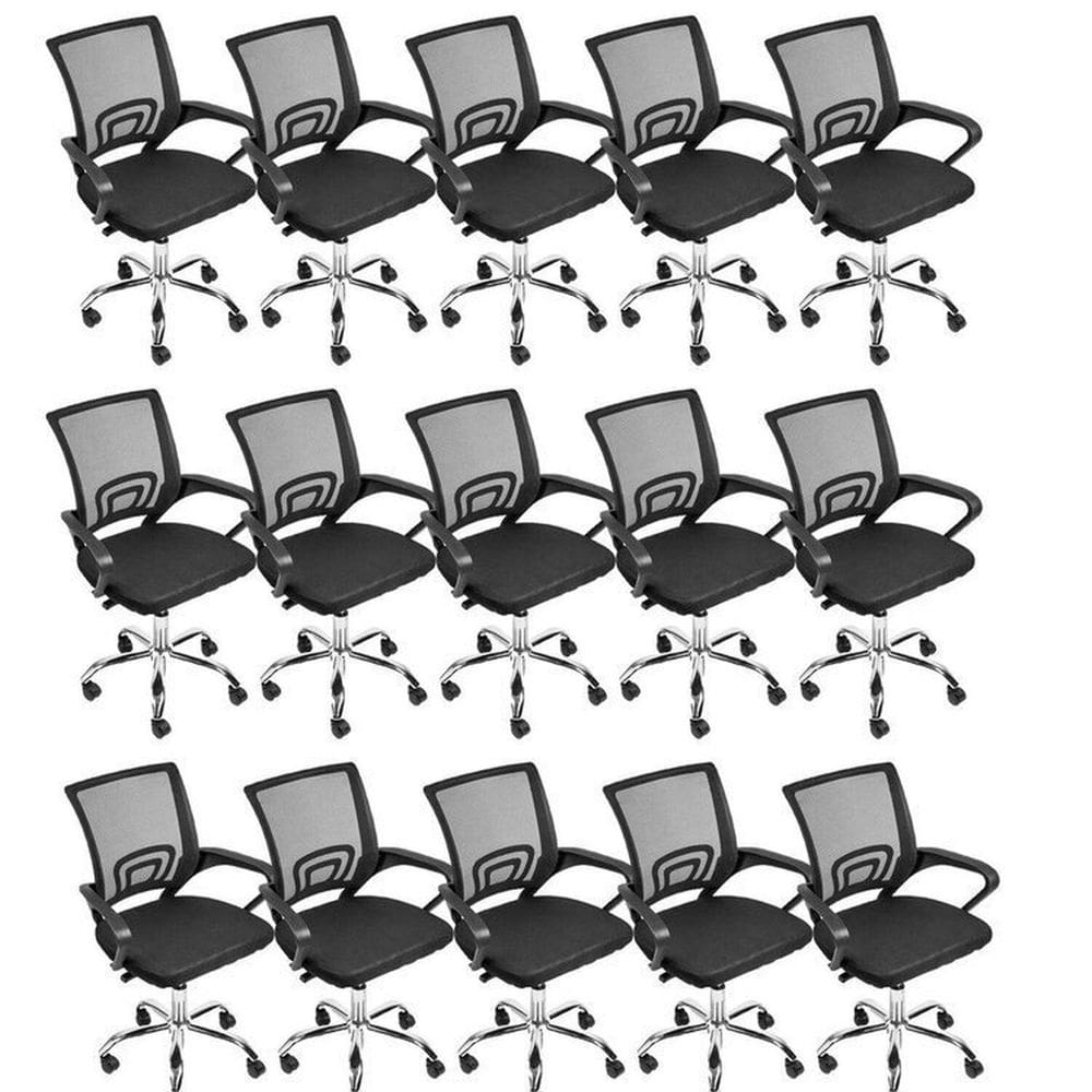 Kit 15 Cadeiras para Escritório Diretor Tela Mesh Tok 3310 Preto