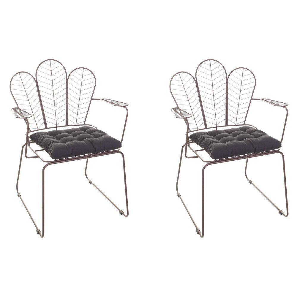 Conjunto com 2 Cadeiras para Sala de Estar Vegas Aço Corten/Preto