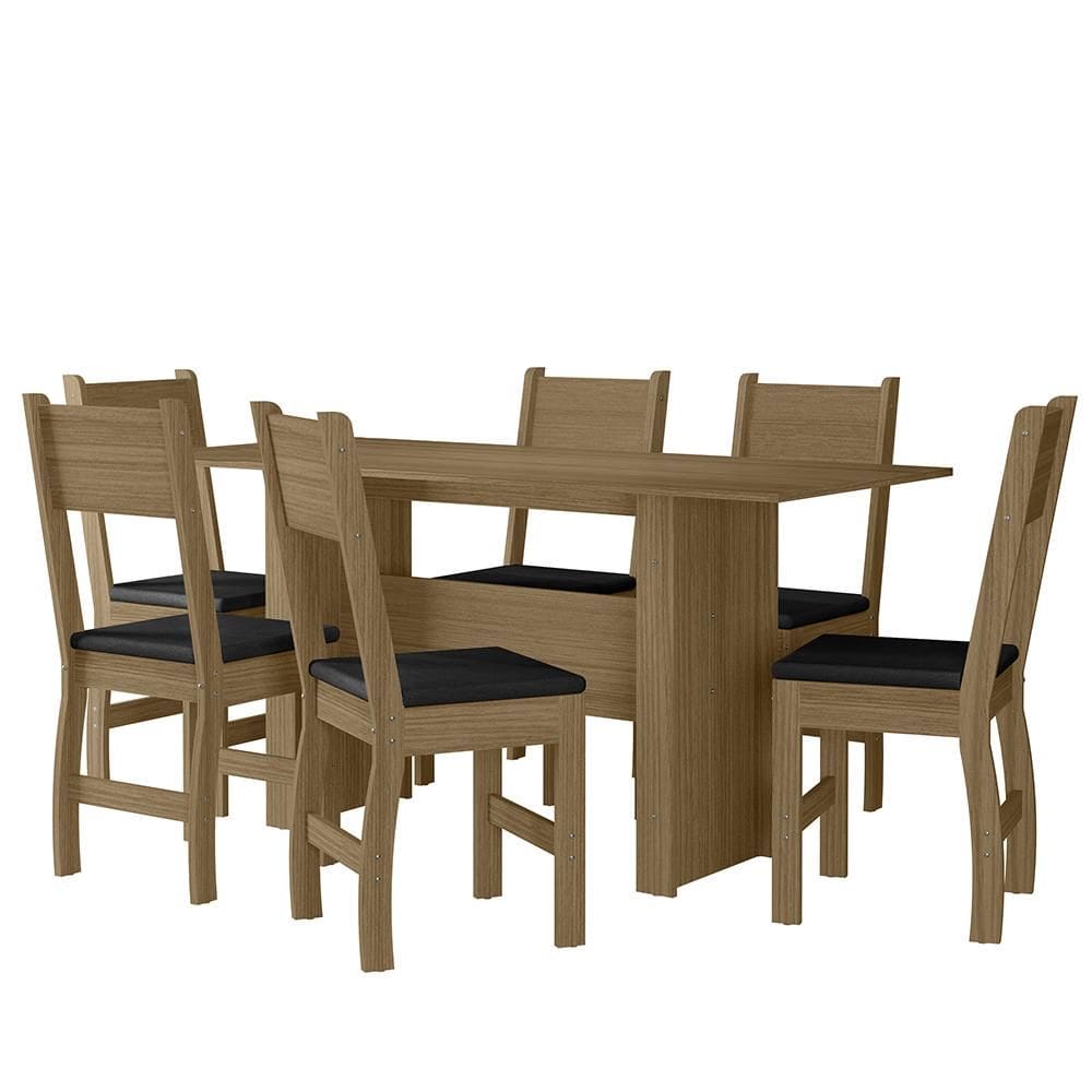 Kit Mesa de Jantar Milano 155x68 cm com 6 Cadeiras Milano