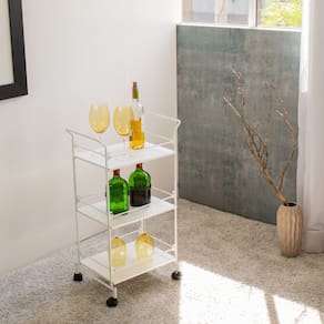 Carrinho de Bebidas Decorativo Retangular Branco