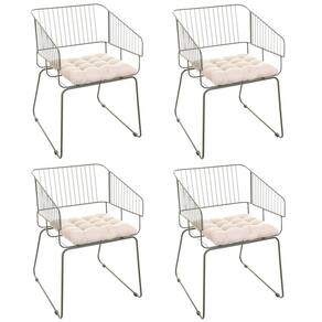 Conjunto com 4 Cadeiras para Sala de Estar Texas Verde Oliva/Bege