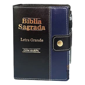 Bíblia Pentecostal Assembleia Batista Sagrada Letra Grande - 16x12cm Botão Bolsa - Harpa Índice Evangélica
