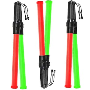 Bastao Sinalizador Grande 2 Cores Kit 3 Unidades Led Lanterna Fluorescente Estacionamento Segurança Sinalizaçao Emergencia Rodovia Estrada