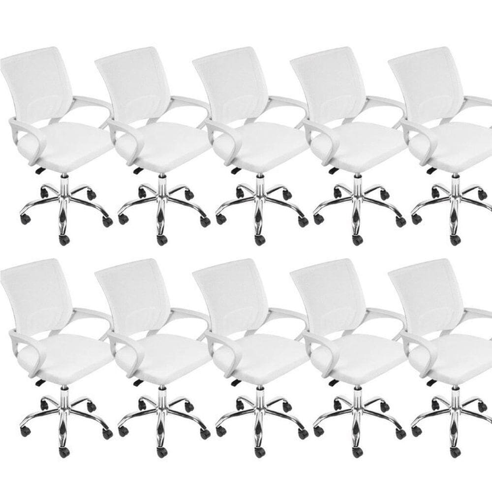 Kit 10 Cadeiras para Escritório Diretor Tela Mesh Tok 3310 Branco