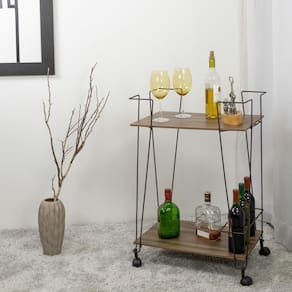 Carrinho de Bebidas Decorativo Retangular Aço Corten/Castanho