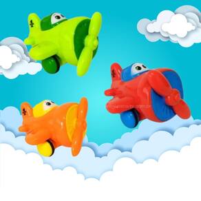 Aviao Divertido Baby Movido a Fricçao Helice que Gira - 01 Peça - Brinquedo Infantil Avião com Hélice Giratoria - PANAMI