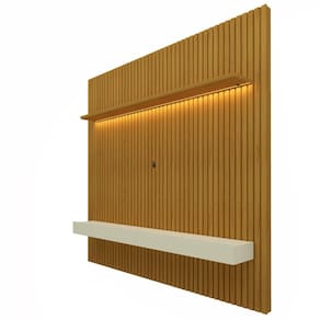 Painel Home Gelius Nobre com ripas autênticas para TV de até 79 polegadas Naturale/Off White